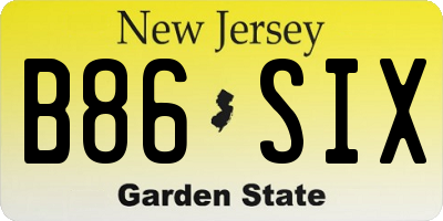 NJ license plate B86SIX