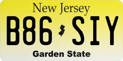 NJ license plate B86SIY