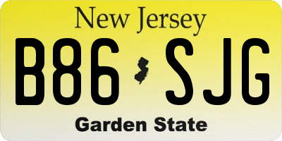 NJ license plate B86SJG