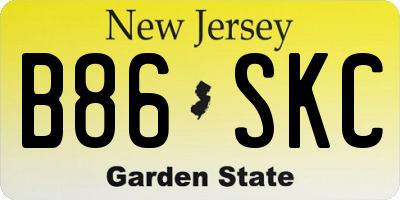 NJ license plate B86SKC