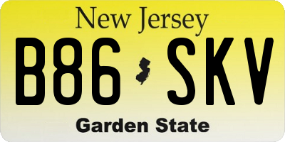 NJ license plate B86SKV