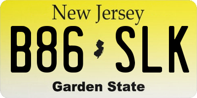 NJ license plate B86SLK