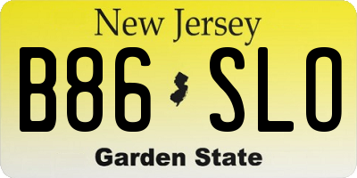 NJ license plate B86SLO