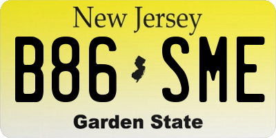 NJ license plate B86SME