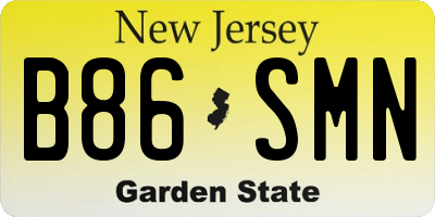 NJ license plate B86SMN