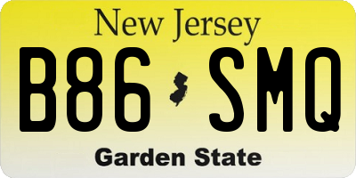 NJ license plate B86SMQ