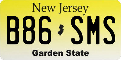 NJ license plate B86SMS