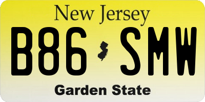 NJ license plate B86SMW