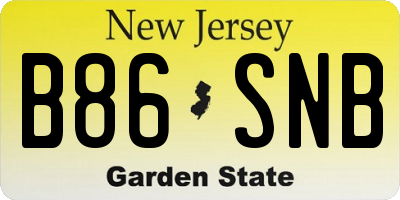 NJ license plate B86SNB