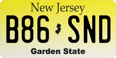 NJ license plate B86SND