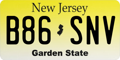 NJ license plate B86SNV