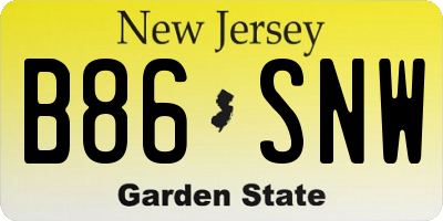 NJ license plate B86SNW