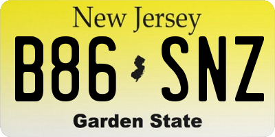 NJ license plate B86SNZ