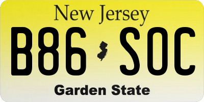 NJ license plate B86SOC