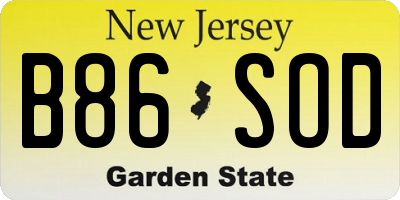 NJ license plate B86SOD