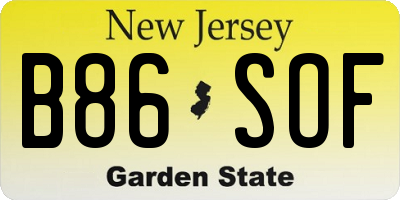 NJ license plate B86SOF