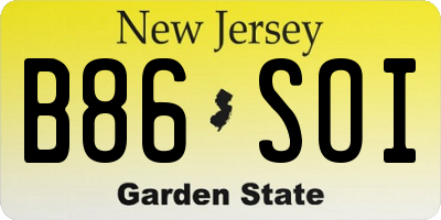 NJ license plate B86SOI