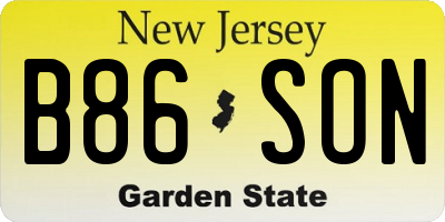 NJ license plate B86SON