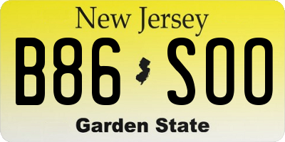 NJ license plate B86SOO
