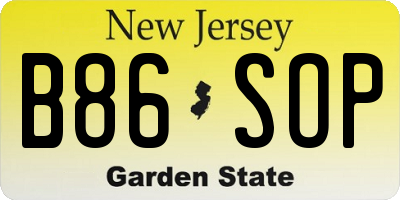NJ license plate B86SOP