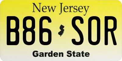 NJ license plate B86SOR
