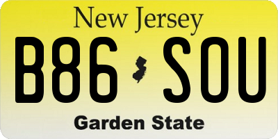 NJ license plate B86SOU
