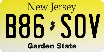 NJ license plate B86SOV
