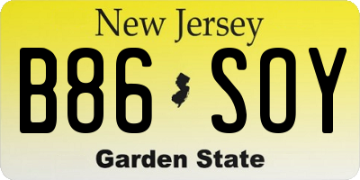 NJ license plate B86SOY