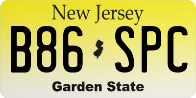 NJ license plate B86SPC