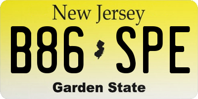 NJ license plate B86SPE