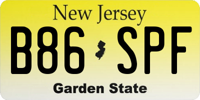 NJ license plate B86SPF