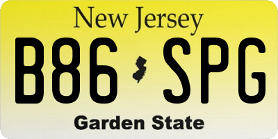 NJ license plate B86SPG