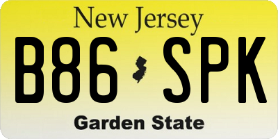 NJ license plate B86SPK