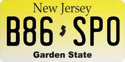 NJ license plate B86SPO