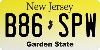 NJ license plate B86SPW