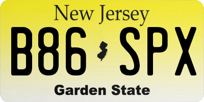 NJ license plate B86SPX