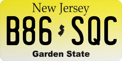 NJ license plate B86SQC