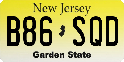 NJ license plate B86SQD
