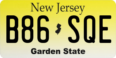 NJ license plate B86SQE