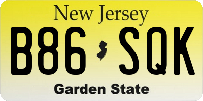 NJ license plate B86SQK