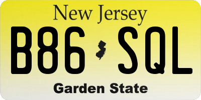 NJ license plate B86SQL