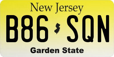 NJ license plate B86SQN