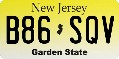 NJ license plate B86SQV