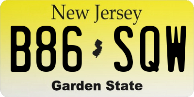 NJ license plate B86SQW