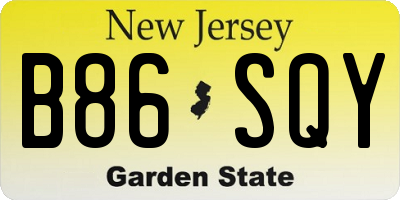 NJ license plate B86SQY