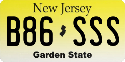 NJ license plate B86SSS