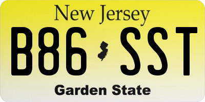 NJ license plate B86SST