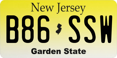 NJ license plate B86SSW