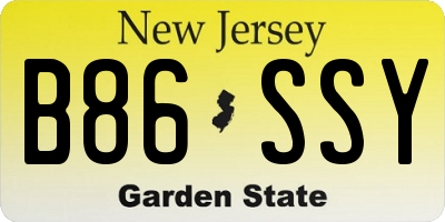 NJ license plate B86SSY