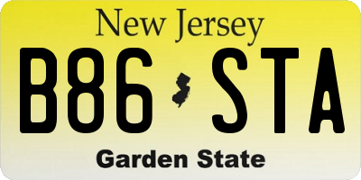 NJ license plate B86STA